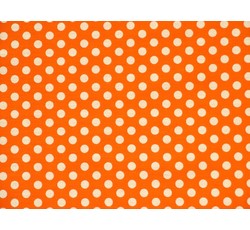 Bavlněné látky - oranžová bavlněná látka bílý puntík