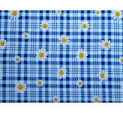 Šatovky - viskózová šatovka 2019 modrá kostka s květy