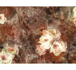 Hedvábí - hnědá hedvábná šatovka 2133 s květy