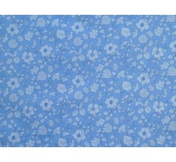 Bavlněné látky - modrá bavlněná látka 201 s kvítky š. 300cm