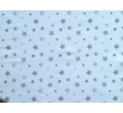 Bavlněné látky - bílý bavlněný úplet 7002 s hvězdičkami