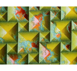 Hedvábí - žlutá hedvábná šatovka 2032 geometrický vzor