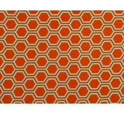 Úplety - oranžový viskózový úplet 2846 šestiúhelníkový vzor