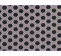 Úplety - černý viskózový úplet 2846 šestiúhelníkový vzor