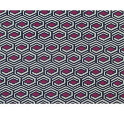 Úplety - viskózový úplet 2848 burgundsky fialový geometrický vzor