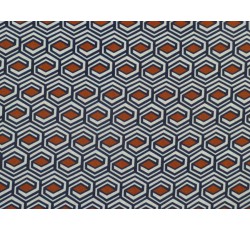 Úplety - viskózový úplet 2848 dýňově oranžový geometrický vzor