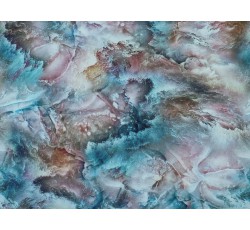 Hedvábí - hedvábná šatovka 2758 tyrkysový abstraktní vzor