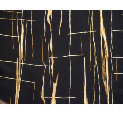 Hedvábí - černé hedvábí 3093 bronzový vzor čáry