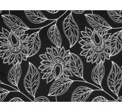 Hedvábí - černá hedvábná šatovka 3084 květovaný vzor