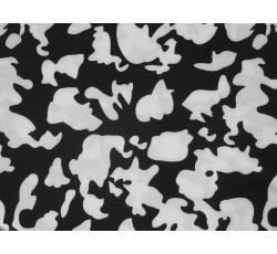 Hedvábí - černé hedvábí 3101 bílý vzor