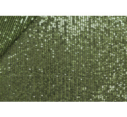 Flitrové látky - elastická látka s flitry mechově zelená