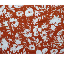 Šatovky - terakotová viskózová šatovka 3141 se vzorem květů