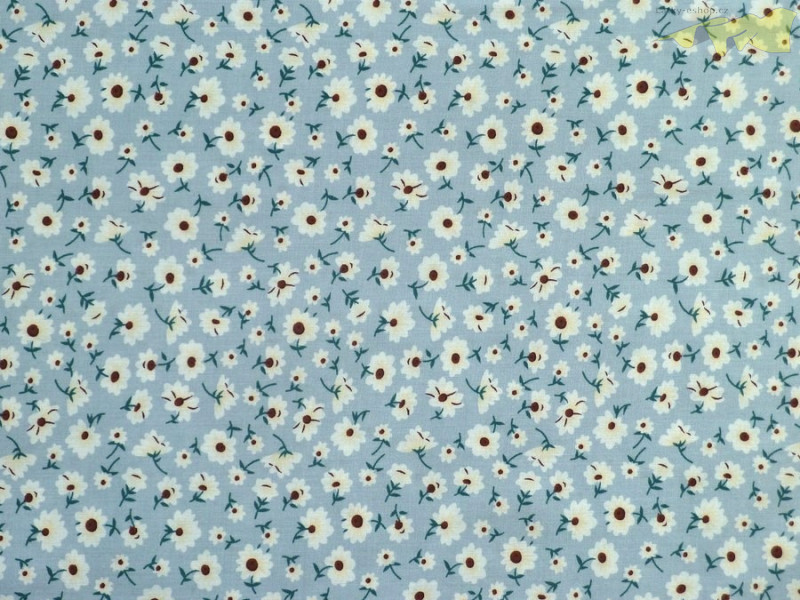 světle modrá viskóza 3136 s drobnými kvítky