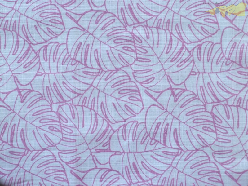 látka 3243 s vínovým motivem listů monstery