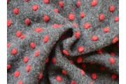 Kabátovky - kabátovka vařená vlna šedá červené puntíky