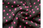 Kabátovky - kabátovka vařená vlna černá fuchsiové puntíky