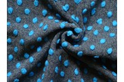 Kabátovky - kabátovka vařená vlna šedá tyrkysové puntíky
