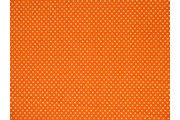 oranžová bavlněná látka bílý puntík