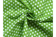 Bavlněné látky - bavlněná látka zelená bílý puntík