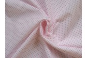 Bavlněné látky - bílá bavlněná látka růžový puntík
