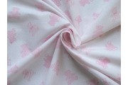 Bavlněné látky - bílá bavlněná látka 21 růžový medvídci s puntíky