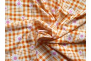 Šatovky - viskózová šatovka 2019 oranžová kostka s květy