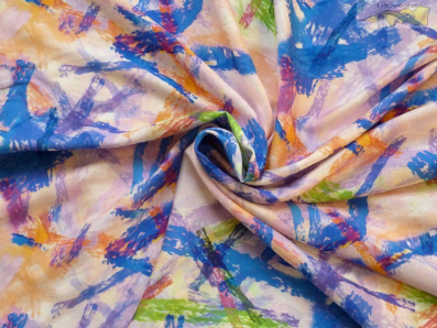 hedvábná šatovka 2130 modré tahy štětcem