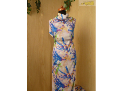 hedvábná šatovka 2130 modré tahy štětcem