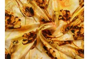 Hedvábí - šafránové bavlněné hedvábí 2130 s květy