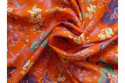 Šatovky - oranžová viskózová šatovka 2408 s květy