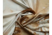 Hedvábí - hedvábná šatovka 2476 hnědý batikovaný vzor