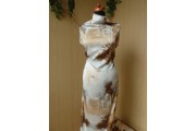 Hedvábí - hedvábná šatovka 2476 hnědý batikovaný vzor