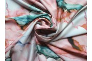 Hedvábí - hedvábná šatovka 2475 růžovo tyrkysový mramor