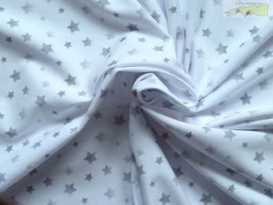 bílý bavlněný úplet 7002 s hvězdičkami