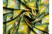 Hedvábí - žlutá hedvábná šatovka 2032 geometrický vzor
