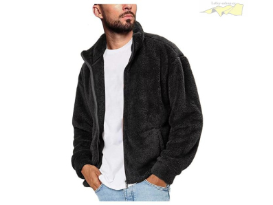 Fleece - fleece sherpa černý