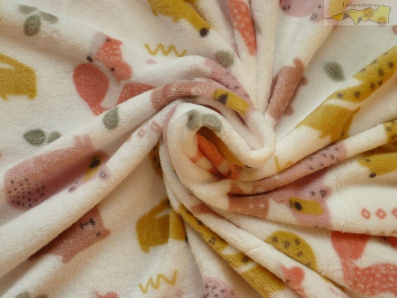 coral fleece lesní zvířátka