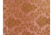 Brokáty - růžový brokát oro zlatá výšivka