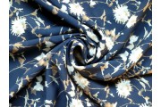 Šifony - tmavě modrý šifon 2836 květinový vzor
