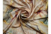 Hedvábí - krémové hedvábí 2451 vzor s květy