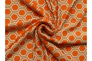 Úplety - oranžový viskózový úplet 2846 šestiúhelníkový vzor