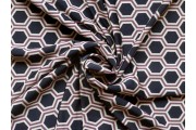 Úplety - černý viskózový úplet 2846 šestiúhelníkový vzor