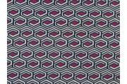 viskózový úplet 2848 burgundsky fialový geometrický vzor
