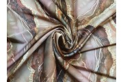 Hedvábí - hedvábná šatovka 2758 hnědý mramorový vzor