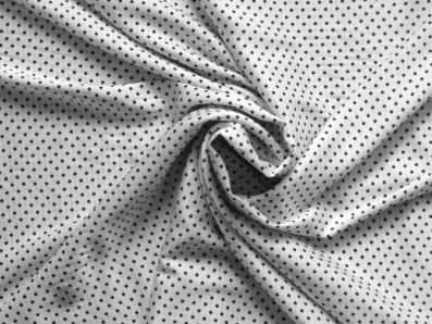 bílé hedvábí 2527 černé puntíky