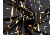 Hedvábí - černé hedvábí 3093 bronzový vzor čáry