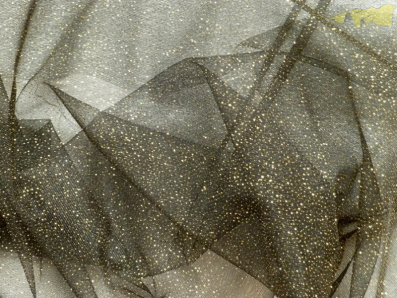 tyl effect černý se zlatými glittery