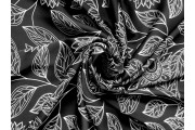 Hedvábí - černá hedvábná šatovka 3084 květovaný vzor