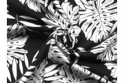 Šatovky - černá viskóza 3145 vzor palmové listy