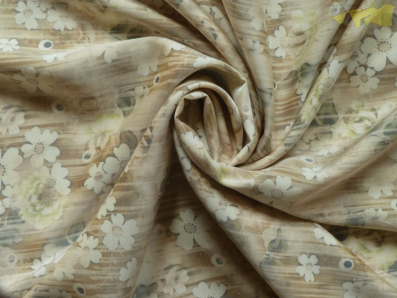 béžový Tencel 3245 s květinovým vzorem